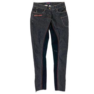HKM Pro Team Denim Riding Breeches Black Orange 26